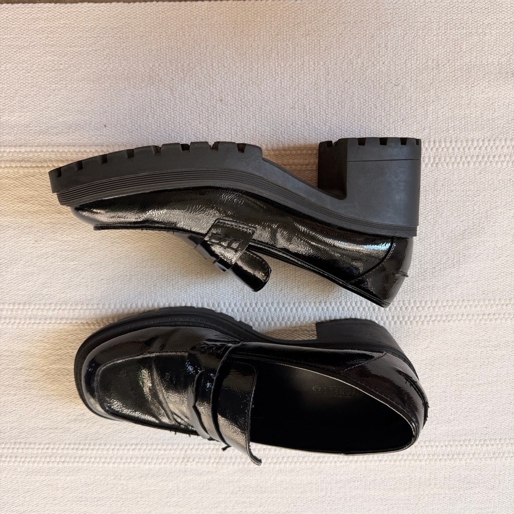 Seychelles Black Patent Chunky Lug Sole Loafers Platform Heels Women’s 11 - Picture 2 of 12
